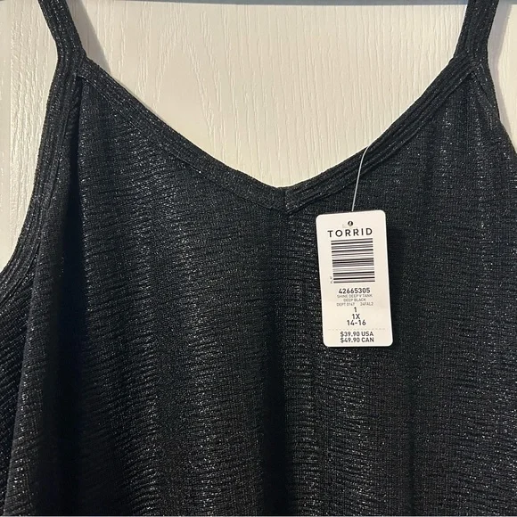 Torrid Shine Black Metallic Deep V Tank Top - Picture 3 of 4